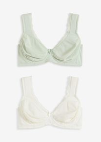bonprix Femei Sutien invizibil nevătuit, cu armătură, cu bumbac organic (set/2 buc.), alb, 105