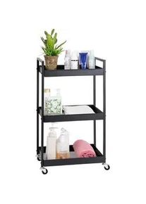 Boxxx Servierwagen , Schwarz , Metall, Kunststoff , Rollen , 30x80x45 cm , Esszimmer, Servierwagen