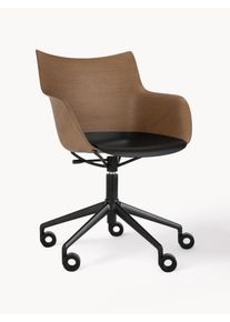 Kartell Skrivbordsstol Q/Wood med armstöd, höjdjusterbar.
