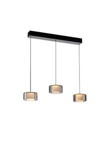 Paul Neuhaus Hanglamp zwart met smoke glas incl. LED 3-lichts easylift - Rika