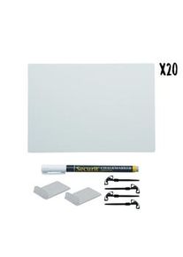 Securit Etiquetas para quadro branco A6, inclui marcador de giz, 4 suportes de pico e 2 bases transparentes - conjunto de 20