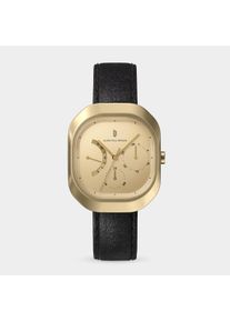 Orologio Classico Multifunzionale da Donna - Oro - Cassa rettangolare in acciaio chirurgico, Vetro minerale indurito con zaffiro, Cinturino in pelle