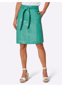 CREATION L PREMIUM Damen Lederrock mit verdecktem Gehschlitz in smaragd ,Größe 40, Witt, 100% Lammnappaleder