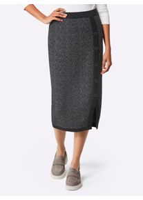 CREATION L PREMIUM Damen Strickrock mit seitlicher Zierknopfleiste und Schlitz in graphit-grau-gemustert ,Größe 24, Witt, 55% Wolle, 20% Polyamid, 20% Viskose, 5% 