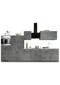 Wiho-Küchen Wiho Küchen Küchenzeile »Cali«, Mit E-Geräten, Breite 360 Cm grau, Größe B: 360 cm B: 360 cm made_in_germany, Mit 28 mm starker Arbeitsplatte
