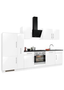 Wiho-Küchen Wiho Küchen Küchenzeile »Cali«, Mit E-Geräten, Breite 310 Cm grau, Größe B: 310 cm B: 310 cm made_in_germany, Mit 28 mm starker Arbeitsplatte