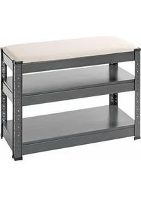 HAKU Xxxl Schuhregal , Anthrazit, Hellgrau , Metall, Textil , 60x47x28 cm , Garderobe, Schuhaufbewahrung, Schuhregale