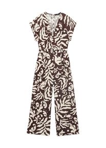 Mango Dames Jumpsuit 'MERCI' bruin / wit XL