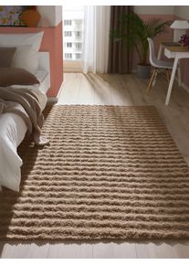 Tapis poil ras lavable Ted Marron clair 60x120 cm - Tapis poil court design moderne pour salon