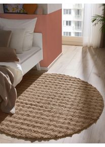 benuta Pop Vaskbart tæppe Ted Lysebrun ø 80 cm rundt Kunstfiber Uni