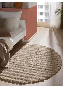 benuta Pop Vaskbart tæppe Ted Lysegrå ø 80 cm rundt Kunstfiber Uni
