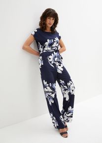 Jumpsuit met strikceintuur - blauw - maat 56/58 (3XL) - bonprix