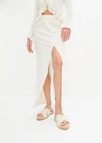 Maxi rok met split - wit - maat 48 - bonprix