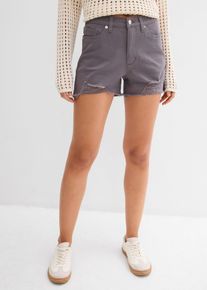 High waist short van twill - grijs - maat 36 - met katoen - bonprix