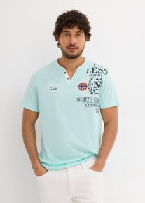 Henley shirt met korte mouwen van biologisch katoen - blauw - maat 56/58 (XL) - met katoen - bonprix