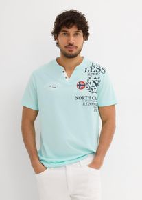 Henley shirt met korte mouwen van biologisch katoen - blauw - maat 60/62 (XXL) - met katoen - bonprix