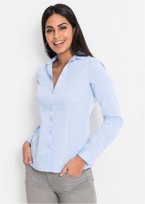 Stretch blouse - blauw - maat 44 - met katoen - bonprix
