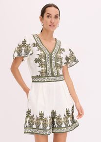 Jumpsuit met linnen - wit - maat 44 - viscose - bonprix