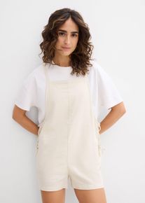 Korte jumpsuit van een luchtige linnenmix - beige - maat 40 - linnen,viscose - bonprix