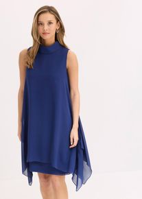 Chiffon jurk met sjaalkraag - blauw - maat 46 - bonprix