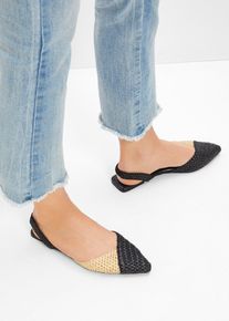 Slingback ballerina's - zwart - maat 38 - vegan - bonprix