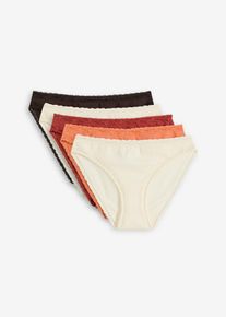 Slip met kant (set van 5) - beige - maat 56/58 (3XL) - met katoen - bonprix