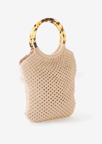 Makramee Shopper - beige - Größe 21x28 cm mit Baumwolle- bonprix