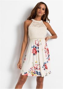 Jerseykleid mit Spitze, beige, Größe 50, bonprix