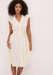 Blusenkleid mit Bindegürtel, weiß, Größe 46, mit Baumwolle, bonprix