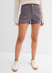 Highwaist-Shorts aus Twill, grau, Größe 50, mit Baumwolle, bonprix