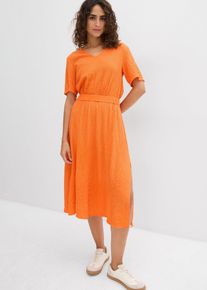 Midikleid aus luftigem Seersucker, orange, Größe 42, Viskose, bonprix