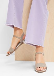Sandale aus Leder - beige - Größe 42 - Veloursleder- bonprix
