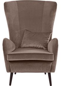 Guido Maria Kretschmer Home & Living Guido Maria Kretschmer Home&Living Fauteuil Sallito, oorfauteuil, TV-stoel voor woonkamer, ook in velours cord fauteuils maat Fluweel-look bruin