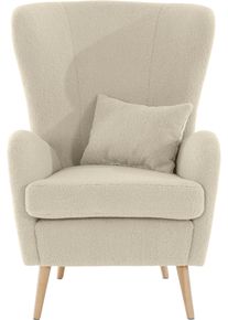 Guido Maria Kretschmer Home & Living Guido Maria Kretschmer Home&Living Fauteuil Sallito, oorfauteuil, TV-stoel voor woonkamer, ook in velours cord fauteuils maat Imitatiebont beige