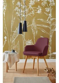 Home Affaire Stoel met armleuningen Livry Stoel, kuipstoel (set, 2 stuks) 4 poot stoelen maat NaturLEDER® paars