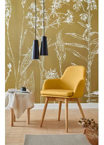 Home Affaire Stoel met armleuningen Livry Stoel, kuipstoel (set, 2 stuks) 4 poot stoelen maat NaturLEDER® geel