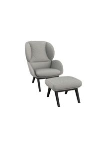 FLEXLUX Oorfauteuil Adria designstoel, loungestoel, Stijl & comfort, organische vorm, zwarte houten voet fauteuils maat Chenille grijs
