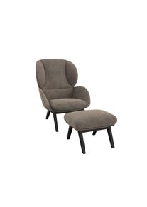 FLEXLUX Oorfauteuil Adria designstoel, loungestoel, Stijl & comfort, organische vorm, zwarte houten voet fauteuils maat Structuur bruin
