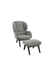 FLEXLUX Oorfauteuil Adria designstoel, loungestoel, Stijl & comfort, organische vorm, zwarte houten voet fauteuils maat Structuur grijs