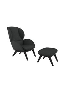 FLEXLUX Oorfauteuil Adria designstoel, loungestoel, Stijl & comfort, organische vorm, zwarte houten voet fauteuils maat Chenille grijs