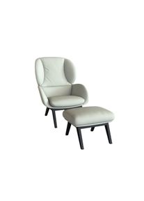 FLEXLUX Oorfauteuil Adria designstoel, loungestoel, Stijl & comfort, organische vorm, zwarte houten voet fauteuils maat Echtleer wit