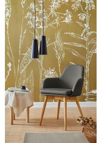 Home Affaire Stoel met armleuningen Livry Stoel, kuipstoel (set, 2 stuks) 4 poot stoelen maat NaturLEDER® grijs