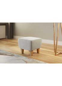 Home Affaire Hocker Viva met eiken poten hockers maat Chenille beige