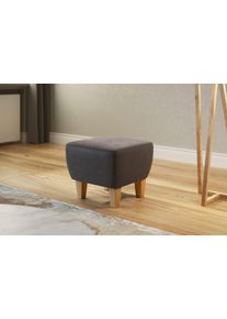 Home Affaire Hocker Viva met eiken poten hockers maat Microvezel vintage grijs