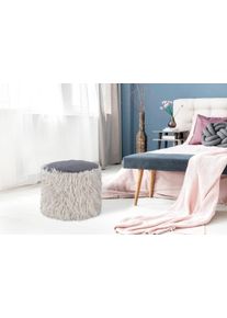 Kayoom Poef Bont pouf Bobtail 125, bont hocker in tweekleurig ontwerp (1 stuk) hockers maat Fellimitat / Cord grijs
