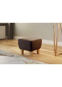 Home Affaire Hocker Viva met eiken poten hockers maat Chenille bruin