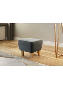 Home Affaire Hocker Viva met eiken poten hockers maat Microvezel grijs