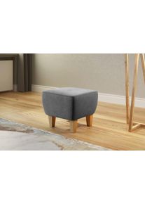 Home Affaire Hocker Viva met eiken poten hockers maat Chenille grijs