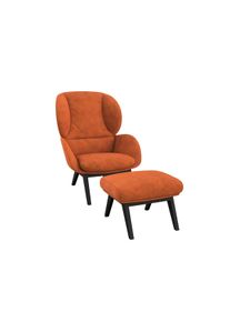 FLEXLUX Oorfauteuil Adria designstoel, loungestoel, Stijl & comfort, organische vorm, zwarte houten voet fauteuils maat Structuur oranje