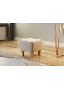 Home Affaire Hocker Viva met eiken poten hockers maat Luxe-microvezel ALTARA NUBUCK® bruin